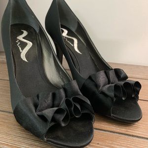 Nina Black Satin Heels